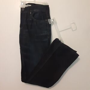 BKE AIDEN Mens 29R Dark Blue Distressed Denim Jeans Button Up Fly